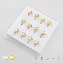 HEART CZ RIBBON NOSE HOOP BOX 316L SURGICAL STEEL